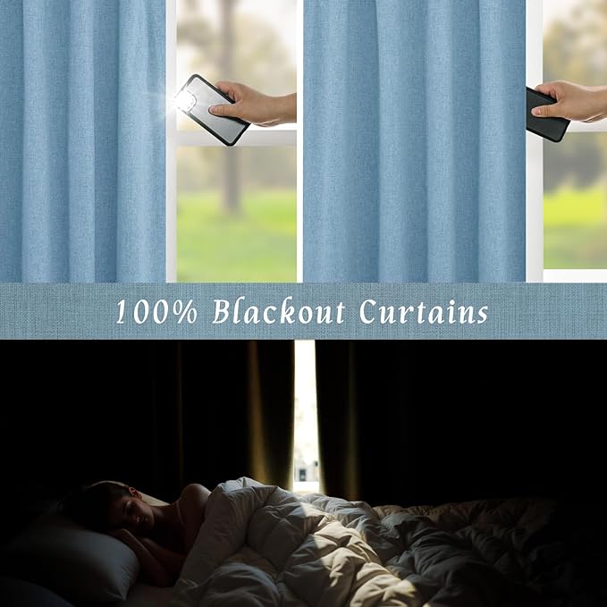 LAMIT Linen Full Blackout Window Curtains - Image 3