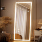 71"x26" Dimmable 3-Color Large LED Full Length Floor Body Mirror | Stepless Brightness Adjustment, Memory Function, Rounded Corner, Standing Wall Mounted for Bedroom, Living Dressing Room