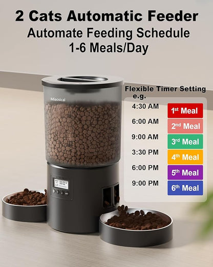 Automatic Cat Feeder for 2 Cats, 4.2L Dual Food Dispenser, Portion Control - Image 2