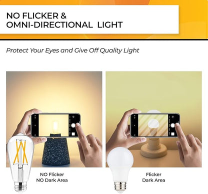 Hizashi LED Edison Bulbs Dimmable, E26 LED Bulb 60 watt, 2700K Soft Warm White - Image 4
