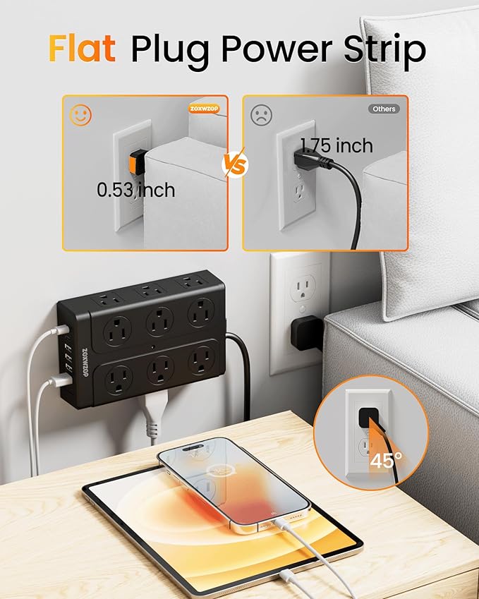 Zoxwzop Surge Protector Power Strip - Image 6