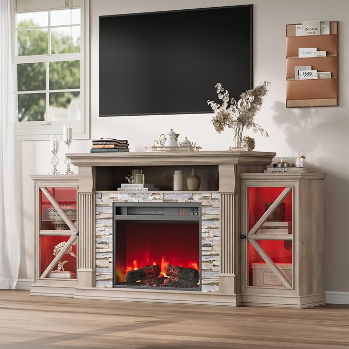 QUW Electric Fireplace TV Stand, Modern TV Console Table - Image 8