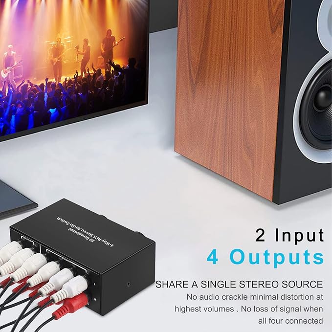 4-Way Stereo Audio Switcher, Bi-Directional Audio Selector Box - Image 5