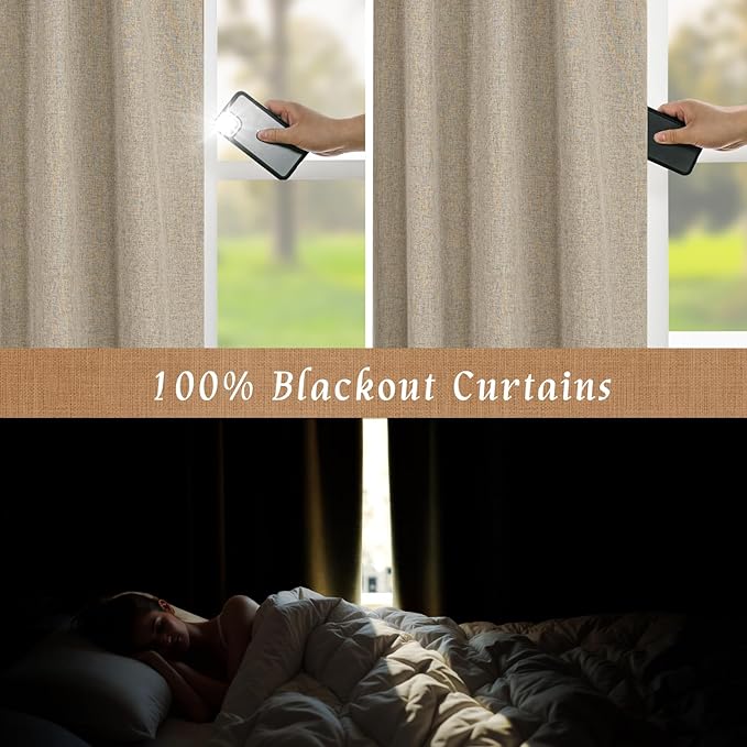 LAMIT Linen Full Blackout Window Curtains - Image 4