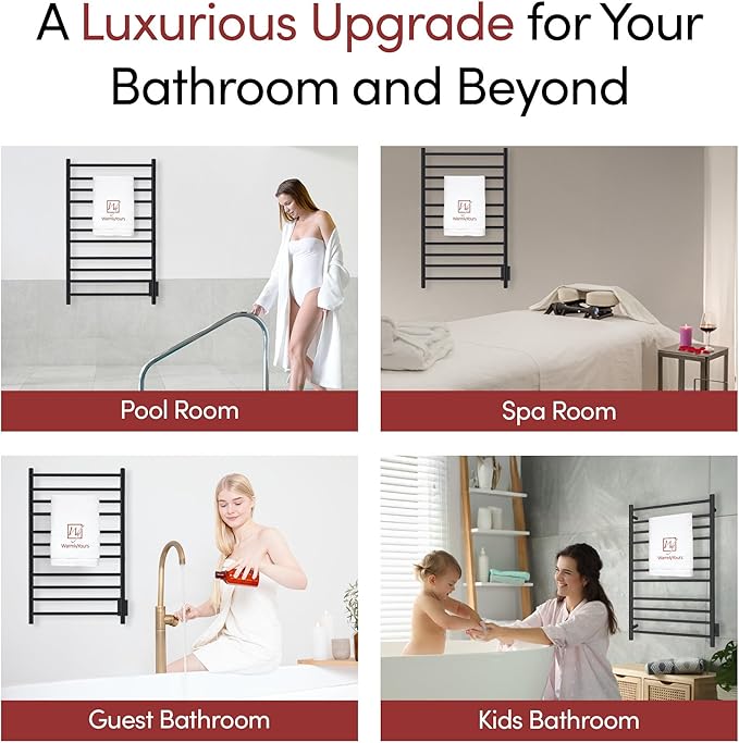WarmlyYours Malta Heated Towel Rack, 11-Bar Electric Towel Warmer, Hardwired - Image 11