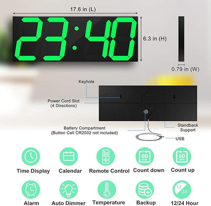 CHKOSDA LED Large Digital Wall Clock, Oversize Wall Clock - Image 2
