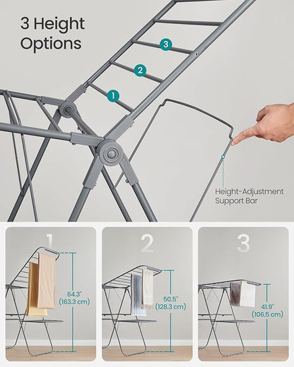 SONGMICS Clothes Drying Rack, Foldable 2-Level Laundry Drying Rack, - Image 4