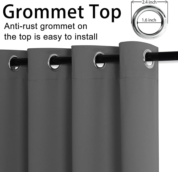 JIUZHEN Dark Grey Blackout Curtains - Image 5