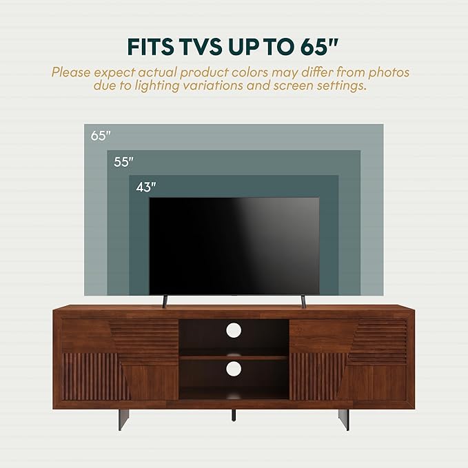 Trapeze TV Stand for Living Room – Wooden Media Console - Image 4