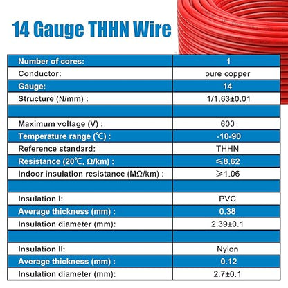 THHN Wire 14 Gauge 25 FT OFC Electrical Wire, 14 AWG Solid Copper Wire Rated up - Image 5