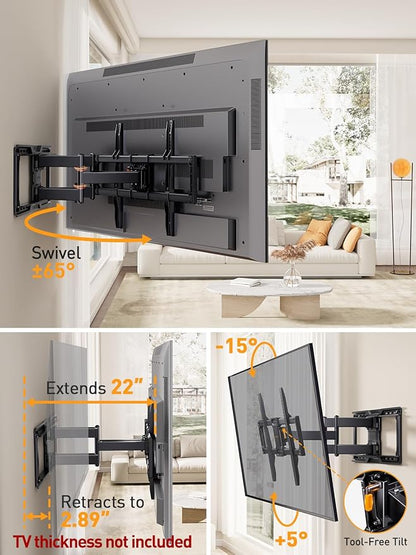 Perlegear UL-Listed Full Motion TV Wall Mount - Image 3