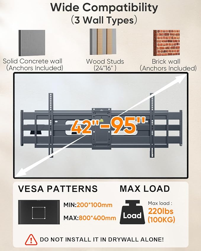 Heavy Duty Long Arm TV Wall Mount - Image 3