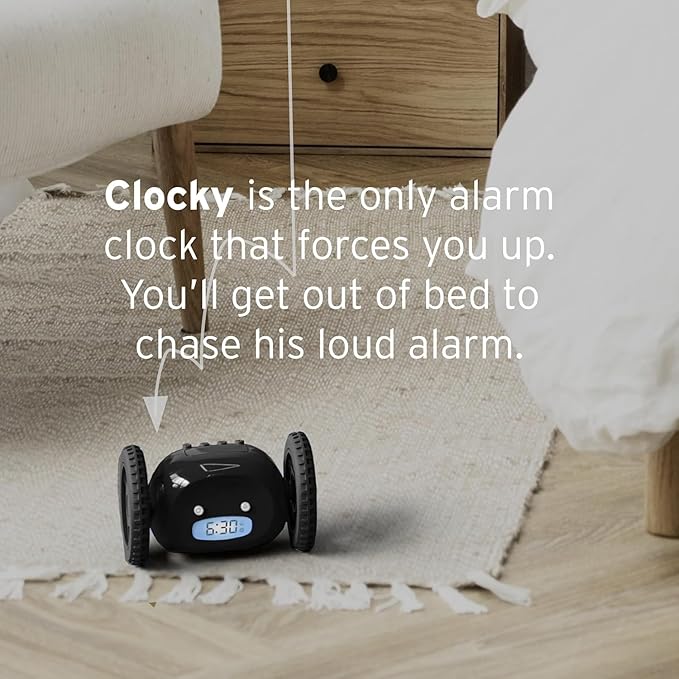 CLOCKY Extra Loud Alarm Clock for Heavy Sleepers on Wheels Rolls Runaway - Image 3