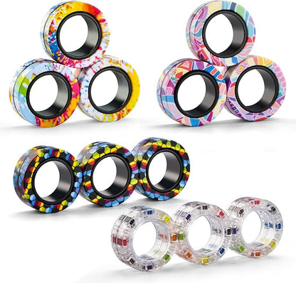 12Pcs Magnetic Adults Fidget Toys Rings, Stocking Stuffers - Image 5
