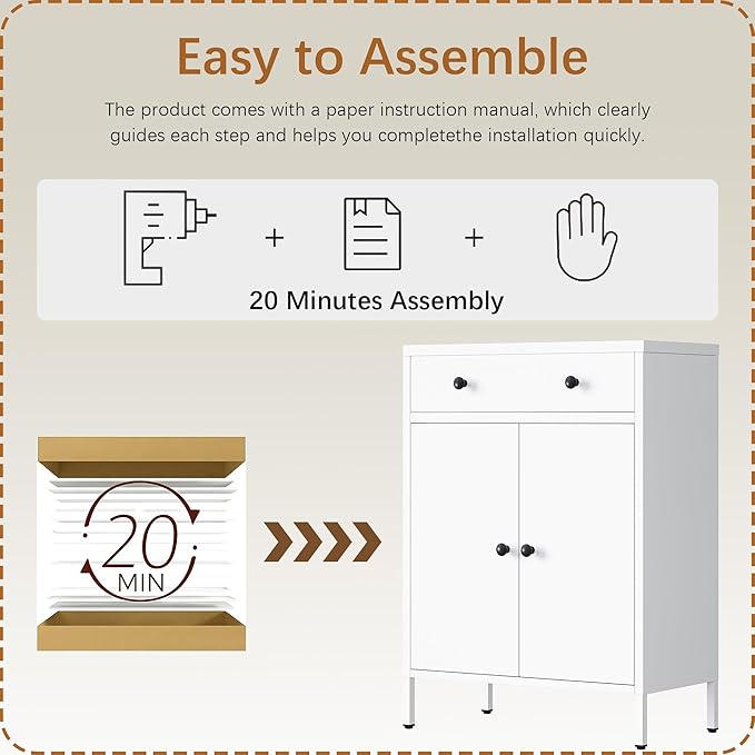 Metal Storage Cabinet with Drawer and Adjustable Shelf, 35.4" H Coffee Bar - Image 4
