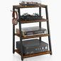 4-Tier AV Media Stand with 2 Hooks, Heavy Duty Stereo Cabinet Furniture-Large by X-cosrack