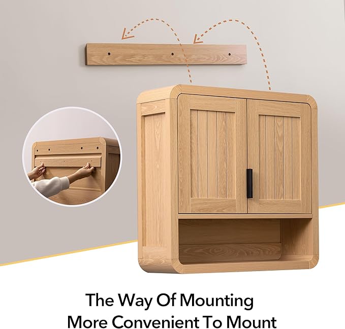 Modern Farmhouse Bathroom Wall Cabinet, Oak Finish Medicine Cabinet - Image 8