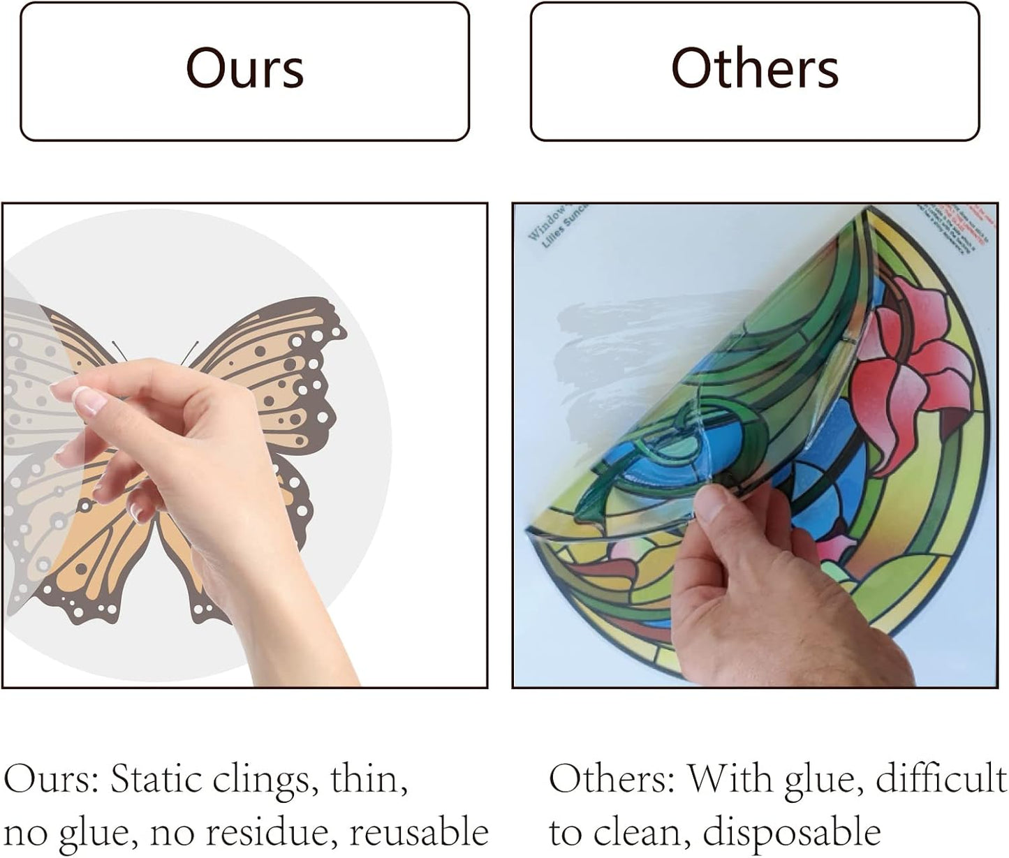 GORGECRAFT 6.3x6.3 4 Styles Spring Butterfly Vinyl Window Clings Non Adhesive Reusable Window Decals Stairway Sliding Glass Door Stickers Film to Prevent Bird Strikes for Office Bathroom