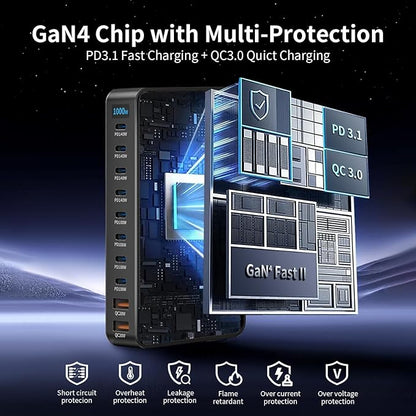 1000W 10-Port GaN 4 Desktop Charging Station - Image 5