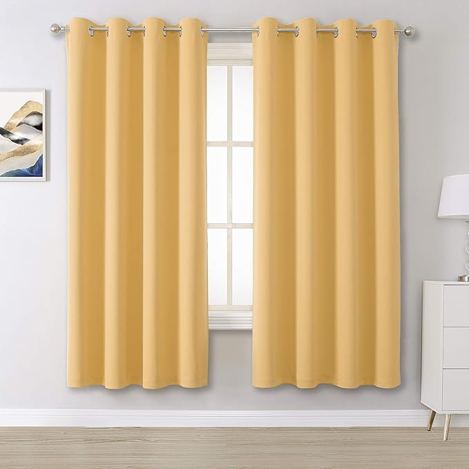 Desert mist Curtains 63 Inches Long Soft Blackout Curtain Panels by DUALIFE