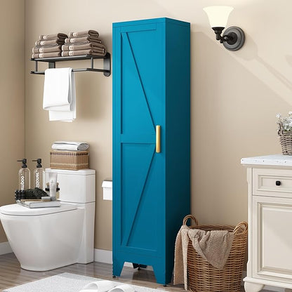COFaR Tall Bathroom Cabinet, Metal Farmhouse Narrow Slim Storage Cabinet - Image 7