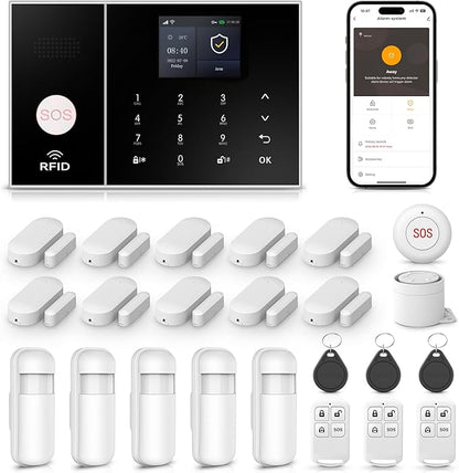 LWOHSI A108F Alarm System for Home Security, WiFi+GSM 4G DIY Alarm Kit by LWOHSI