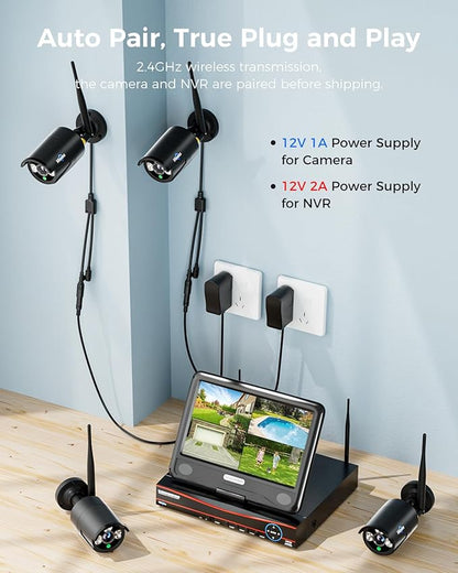 Hiseeu 2.4G/5G Wireless Pro Security Camera System, 10.1" LCD 8MP Monitor - Image 2