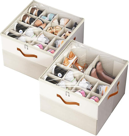 Shoe Organizer for Closet, 2 Pack Foldable Shoe Storage Organizer Box Bin by Unknown