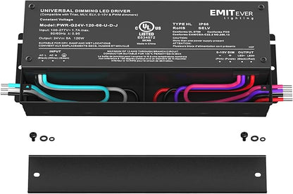 EMITEVER 120W Dimmable LED Driver, 24V Triac Dimmable Power Supply, AC to DC - Image 2