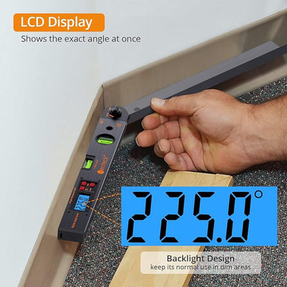 Neoteck Aluminum Digital Angle Finder Protractor 225° 16 inch Backlit LCD - Image 4