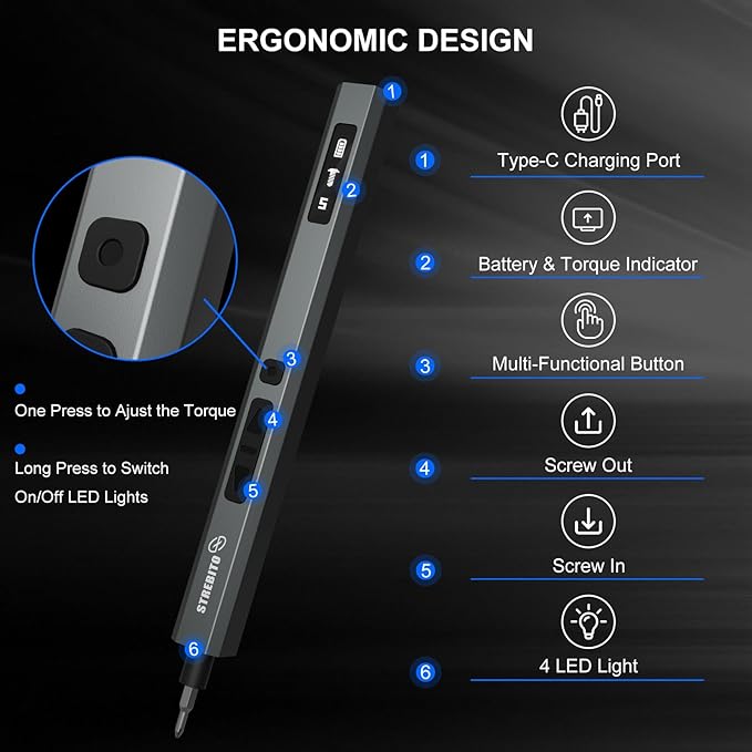 STREBITO 155 in 1 Mini Electric Screwdriver Set, Upgraded Small Electric - Image 5