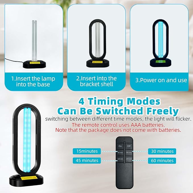 UV Light Sanitizer, 4-Speed Timing and Remote Control UVC Home Disinfection - Image 4