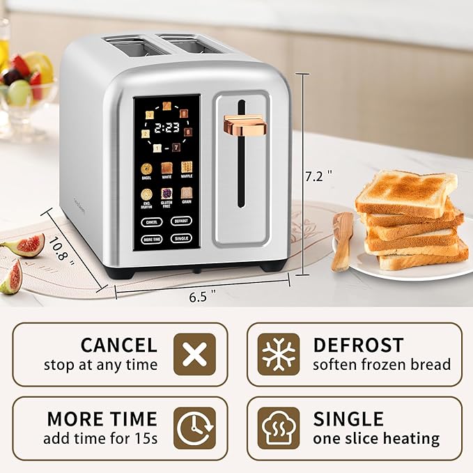 SEEDEEM Toaster 2 Slice, Real Touch Screen - Image 3