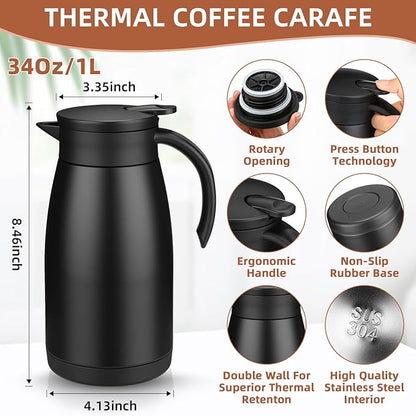 Norme 2 Pcs Thermal Coffee Carafe Insulated Stainless Steel Coffee Carafe - Image 2