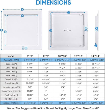TICONN Access Panel for Drywall, 12 x 12 Inch ABS Plastic Wall Hole Cover - Image 5