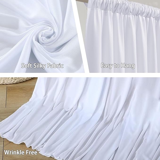 10 x 7 Feet White Backdrop Curtain for Partie, Background Curtains for Photos...