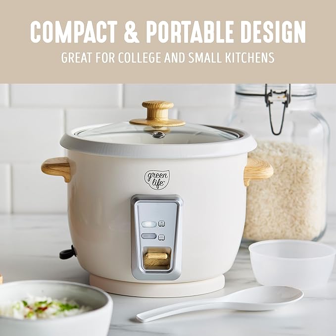 GreenLife Rice Cooker with Removable PFAS-Free Ceramic Nonstick Pot, 3-Cups - Image 7