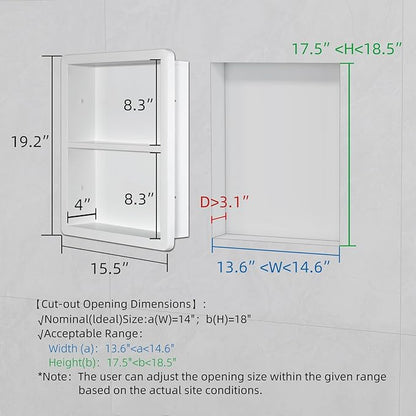 Shower Niche 14x18, Recessed Medicine Cabinet Without Mirror, 304 Stainless - Image 3