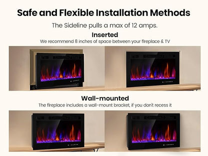 Electric Fireplace Insert 30" Realsmart 1500W Wall Mounted Fireplaces Recessed - Image 8