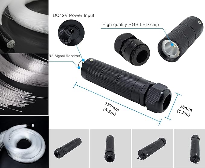 AZIMOM Car Use Bluetooth 6W RGBW LED Fiber Optic Lights Star Ceiling Light Kit - Image 4