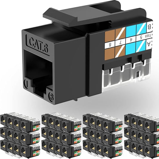 Rapink RJ45 Keystone Jack Cat6 10G Support, Cat6 Keystone Jacks UTP 50 Pack by Rapink