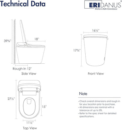 Eridanus Smart Toilet with Bidet Built in, One Piece Bidet Toilet - Image 15