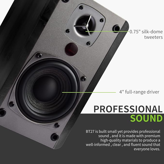 SINGING WOOD BT27 Active Powered Bluetooth Bookshelf Speakers - Image 4
