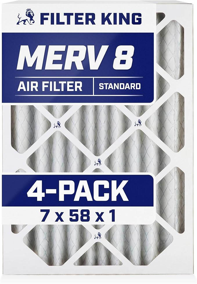 Filter King 7x58x1 Air Filter | 4-PACK | MERV 8 HVAC Pleated A/C Furnace by FilterKing