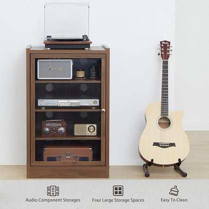 Walnut 5-Tier AV Media Shelf Storage Cabinet - Image 7