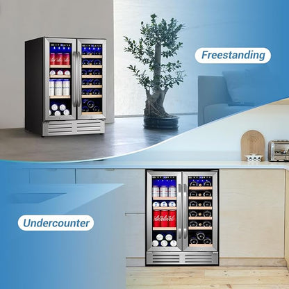 Wine and Beverage Refrigerator, 24 Inch Dual Zone Wine Beverage Cooler Under - Image 8