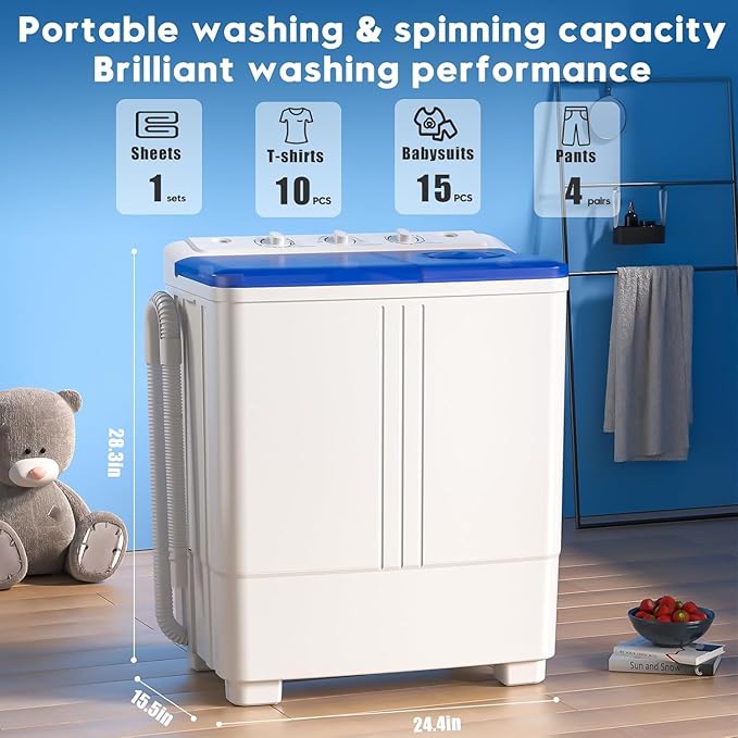 Auertech Portable Washer and Dryer Combo, 20 Lbs Twin Tub Washing Machine - Image 3