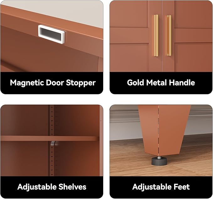 COFaR 71" Classic Pantry Cabinet in Brown, 5-Tier Storage - Image 4