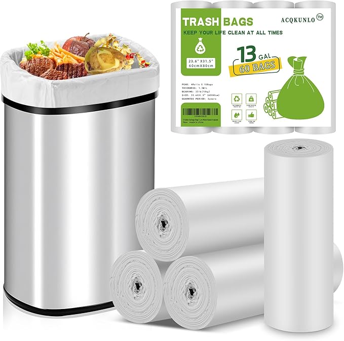 13 Gallon Garbage-Bags Tall Kitchen Compostable-Trash-Bag by Acqkunlo