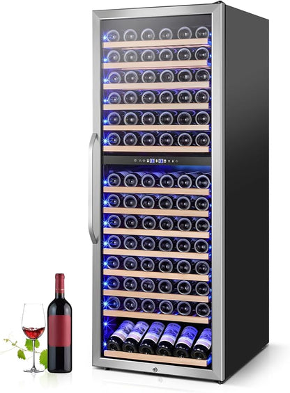 24" Wide Dual-Zone Wine Fridge 154-Bottles, Tall Freestanding/Built-in Wine by Velivi